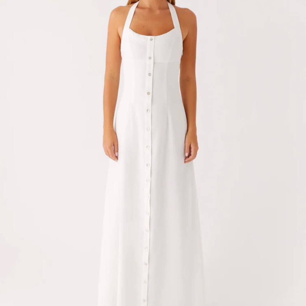 Peppermayo White Button-Down Maxi Dress